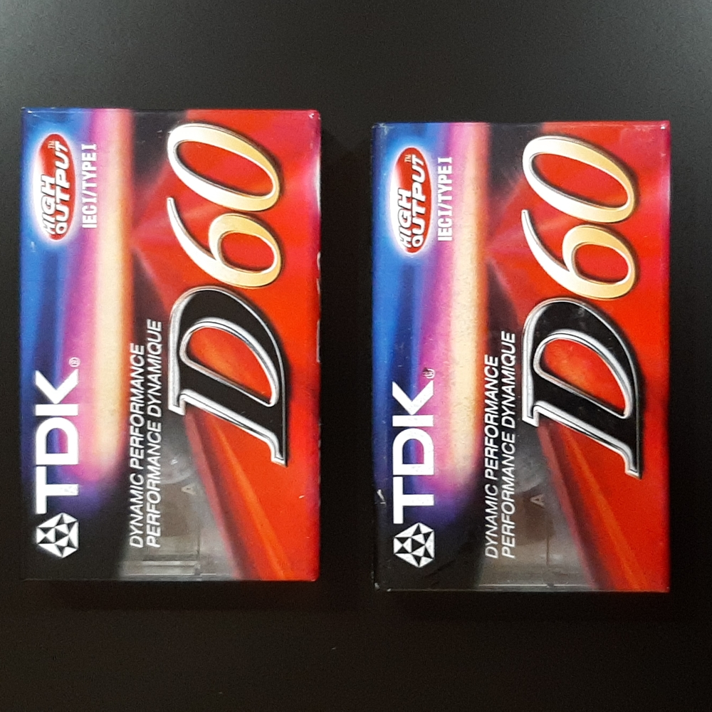 TDK Dynamic Blank Audio Cassette Tapes D60 60-minute Cassettes Lot of 2 Sealed